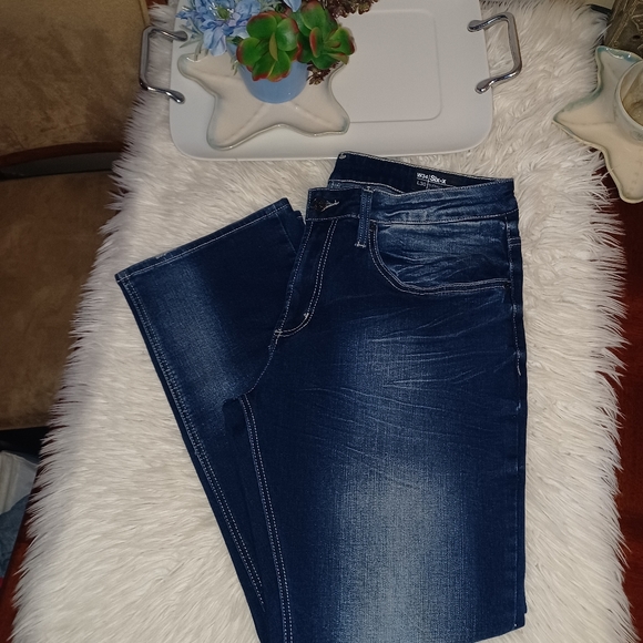 Men's 34/30 BUFFALO DAVID BITTON Six-x Straight Stretch Distressed DarkWash Jean - Picture 13 of 16